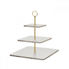 ADJ Сервировочная стойка, 30x30xH35 см.,ручка Круглая, цвет: устричный, фурнитура золото