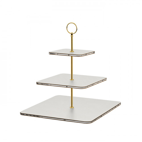 ADJ Сервировочная стойка, 30x30xH35 см.,ручка Круглая, цвет: устричный, фурнитура золото