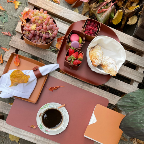 ADJ Прямоугольный плейсмат, 45x30 см., цвет: коньяк/бордо