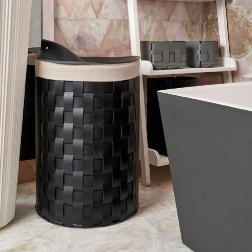 ADJ Круглая корзина для белья Bottega, D40xH57 см., цвет: черный/серый