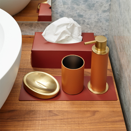 ADJ Стакан для зубных щеток, D7xH10 см., цвет: коньяк/матовое золото