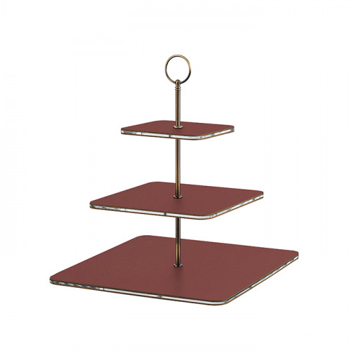 ADJ Сервировочная стойка, 30x30xH35 см.,ручка Круглая, цвет: бордовый, фурнитура бронза