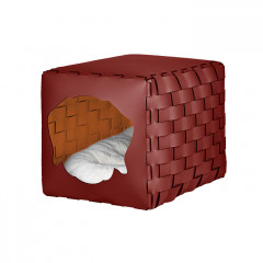 ADJ Домик для питомца Dog, 35x40xH35 см., цвет: бордо/коньяк