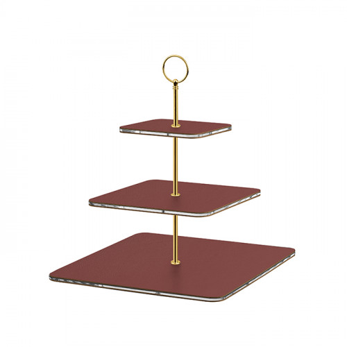 ADJ Сервировочная стойка, 30x30xH35 см.,ручка Круглая, цвет: бордовый, фурнитура золото