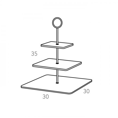 ADJ Сервировочная стойка, 30x30xH35 см.,ручка Круглая, цвет: панна котта, фурнитура золото