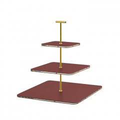 ADJ Сервировочная стойка, 30x30xH35 см.,ручка "Т", цвет: бордовый, фурнитура золото