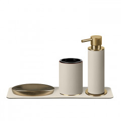 ADJ Диспенсер для жидкого мыла, D7xH19см., цвет: Gold/white /panna cotta