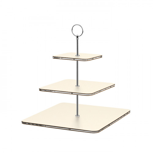 ADJ Сервировочная стойка, 30x30xH35 см.,ручка Круглая, цвет: панна котта, фурнитура хром