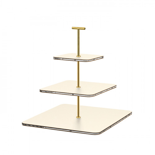 ADJ Сервировочная стойка, 30x30xH35 см.,ручка &amp;quot;Т&amp;quot;, цвет: панна котта, фурнитура золото