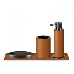 ADJ Стакан для зубных щеток, D7xH10 см., цвет:graphite/коньяк