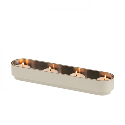 ADJ Подсвечник с набором свечей, 25.7х5хН4 см., цвет: панна котта/белый