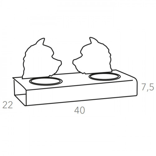 ADJ Подставка с мисками Dog, хром, 40x22xH7.5 см., цвет: шоколад/капучино