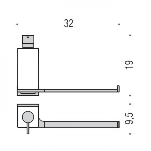 Colombo Look Дозатор для жидкого мыла с полотенцедержателем, подвесной, цвет: PVD графит полированный/матовое стекло
