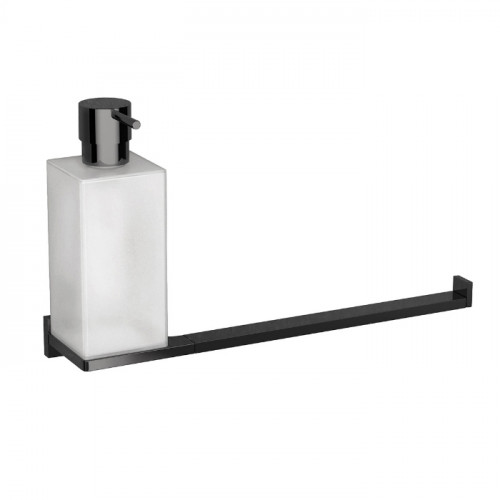 Colombo Look Дозатор для жидкого мыла с полотенцедержателем, подвесной, цвет: PVD графит полированный/матовое стекло