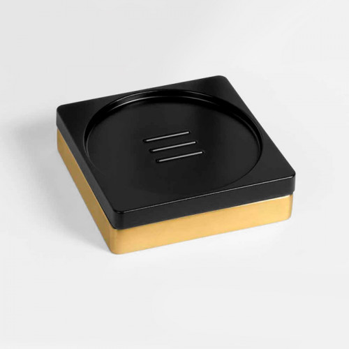 Colombo MiniQ Мыльница настольная, цвет:золото матовое/черная резина