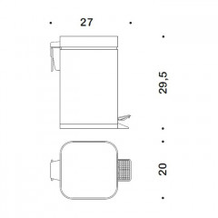 Colombo Black&White Ведро с крышкой, педаль, 6л, цвет: полированная сталь