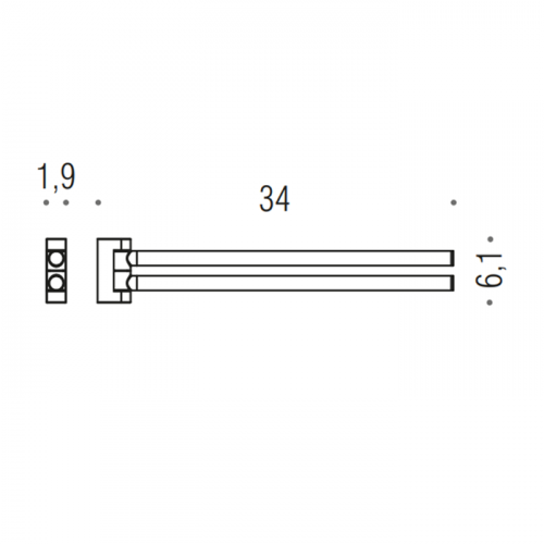 Colombo Mini Двойной держатель полотенца 34*6,1cм , цвет:  черный матовый