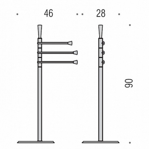 Colombo Isole Piantane Напольная стойка 90см., с 3 держателями для полотенец, цвет: хром