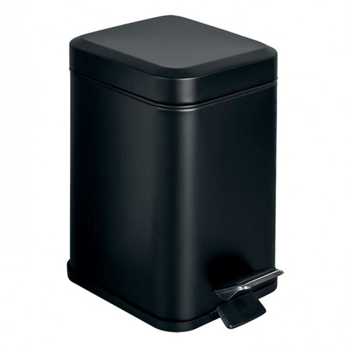 Colombo Black&White Ведро с крышкой и педалью, 3л.,сталь , цвет: чёрный матовый