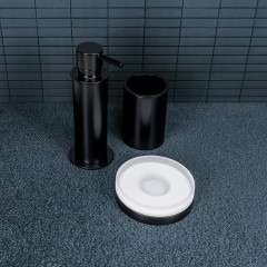 Colombo Nordic Мыльница настольная, цвет: черный матовый/матовое стекло