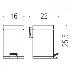Colombo Black&White Ведро с крышкой и педалью, 3л, цвет: сталь/белый матовый