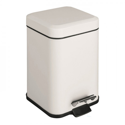 Colombo Black&White Ведро с крышкой и педалью, 3л, цвет: сталь/белый матовый