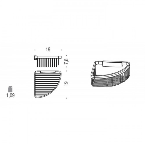 Colombo Angolari, полка металлическая 19*19*h7.8см, угловая, цвет: хром