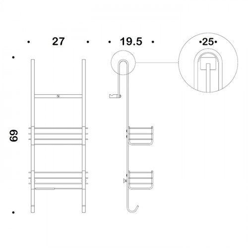 Colombo Complementi Металлическая полочка, на сеткляную дверцу, цвет: чёрный матовый