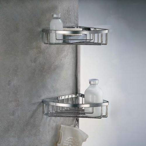 Colombo Angolari  Двойная угловая полочка, цвет: хром