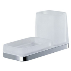 Colombo Time Мыльница со стаканом, цвет: хром/матовое стекло