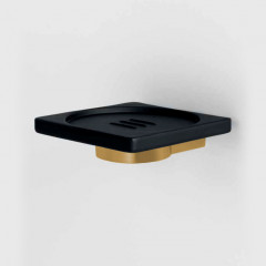 Colombo MiniQ Мыльница подвесная, цвет:золото матовое/черная резина