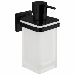 Colombo Basic Q Дозатор для жидкого мыла, настенный, цвет: чёрный матовый/матовое стекло