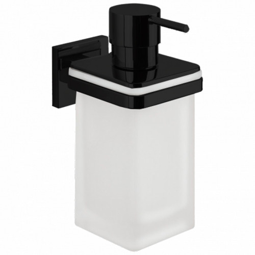 Colombo Basic Q Дозатор для жидкого мыла, настенный, цвет: чёрный матовый/матовое стекло
