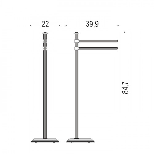 Colombo Hermitag Стойка с 2-мя полотенцедержателями, напольная, h:84,7см., цвет: PVD золото