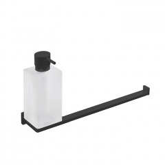 Colombo Look Полотенцедержатель с дозатором для жидкого мыла, подвесной, цвет: чёрный матовый/матовое стекло