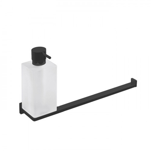 Colombo Look Полотенцедержатель с дозатором для жидкого мыла, подвесной, цвет: чёрный матовый/матовое стекло