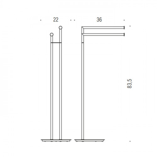 Colombo Mini Стойка напольная с двойным п/держателем H83,5*36cм D22cм, цвет: PVD золото матовое