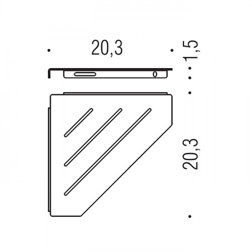 Colombo Angolari Полка угловая 20.3х20.3хh1.5см., плоская, цвет: хром