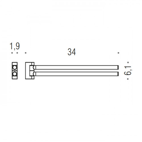 Colombo Mini Двойной держатель полотенца 34*6,1cм , цвет: PVD графит матовый