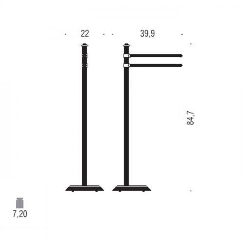 Colombo Hermitag Стойка с 2-мя полотенцедержателями, напольная, h:84,7см, цвет: античная бронза