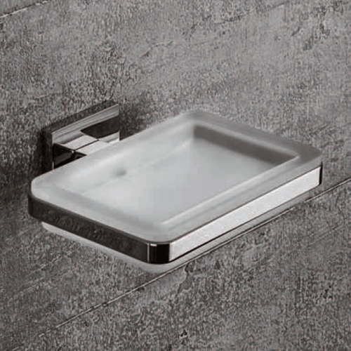 Colombo Basic Q Мыльница, цвет: хром/матовое стекло