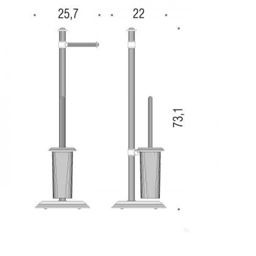 Colombo Hermitag Стойка ершик с колбой+держ.туал.бум.,напол.-h73,1см, цвет: PVD золото/мат.стекло