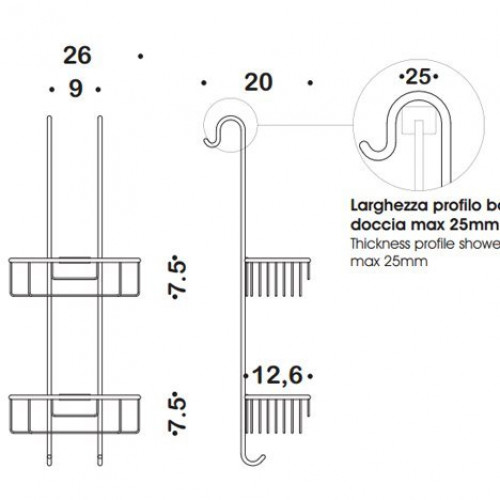 Colombo Complementi Полочка-решетка двойная для душа, цвет: хром