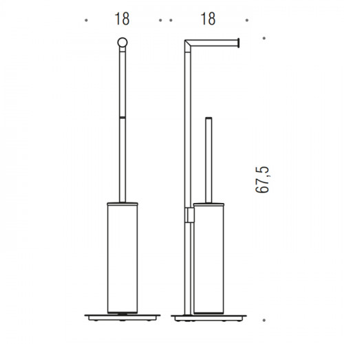 Colombo Mini Стойка напольная с держателем т/б, ерш H61,5cм D18cм  цвет: PVD нержавеющая сталь